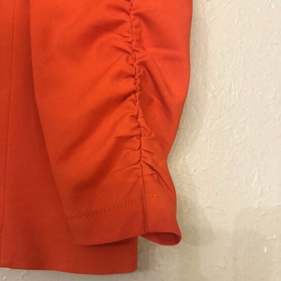 Golden Poppy, Red Orange, 3/4" Ruched sleeve Blazer. Fun AND professional. - Picture 3 of 5
